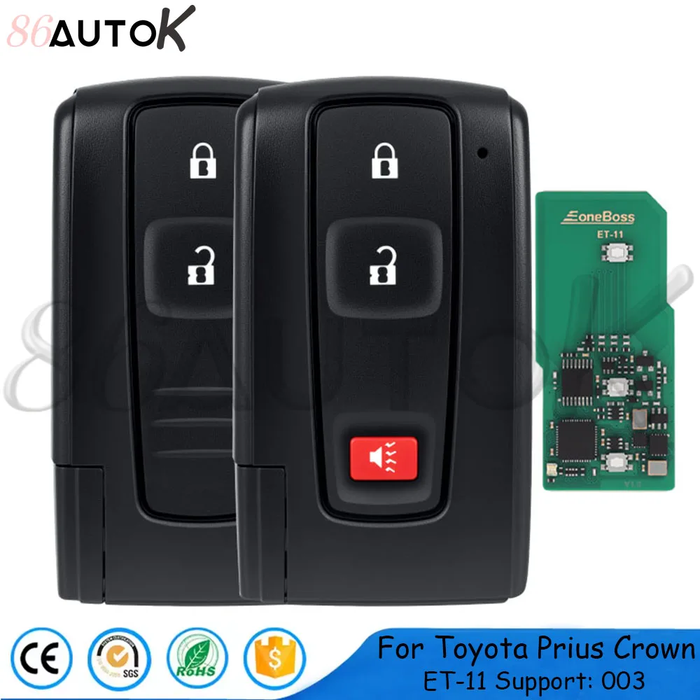 

86AUTOK - EoneBoss Universal ET-11 4D 8A Smart Key 2 3 Buttons For Toyota Prius 2004-2016 Crown 2008-2014 Proximity Remote 0030