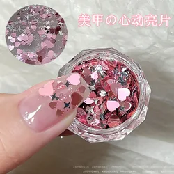 1Pc Spakle Nail Art Glitter Sequins Mixed Heart Star Shaped Nail Sequins Paillette Flakes For Nail Art 3D Decals Accessories