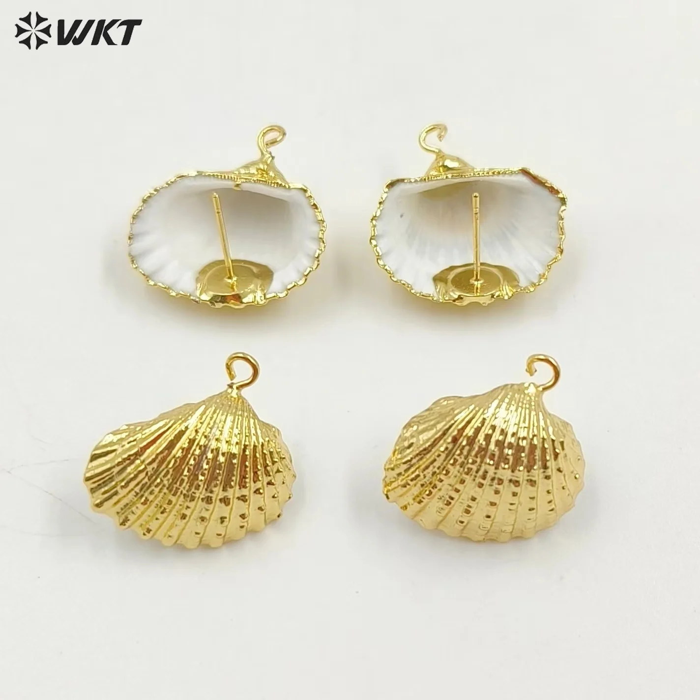 WT-JFE12 Hot Selling Earring For Women Gift Gold Plated With 18K Fancy Shell Shape Party Simple Jewelry Findings