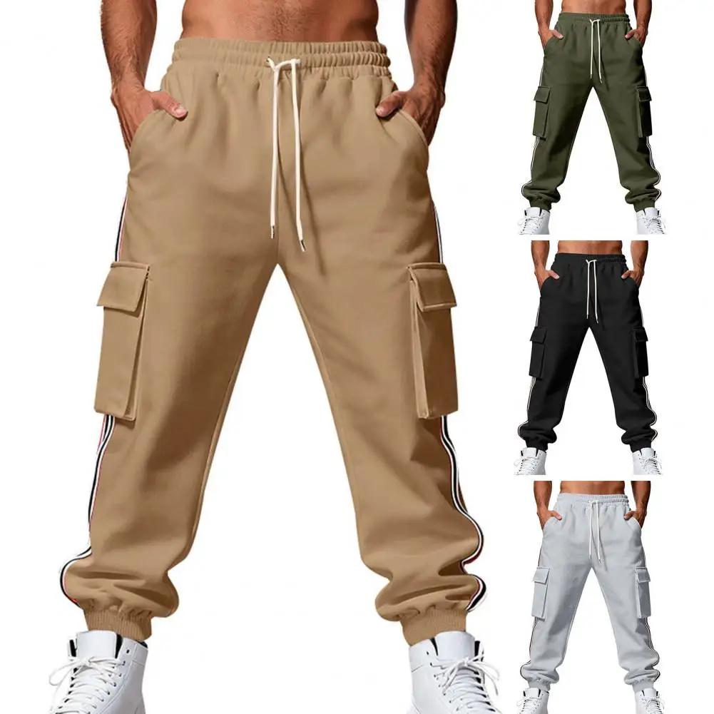 

Men Sweatpants Polyester Men Pants Men's Winter Jogger Pants with Drawstring Waist Thickened Warm Cargo Sweatpants for Running