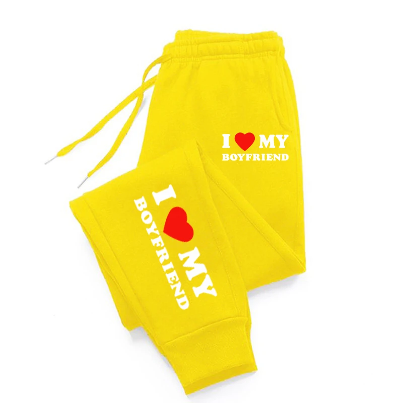 

I Love My Botfriend Design Pants Woman Casual Autumn Joggers Warm Pocket Woman Pant Sportswear Casual Joggers