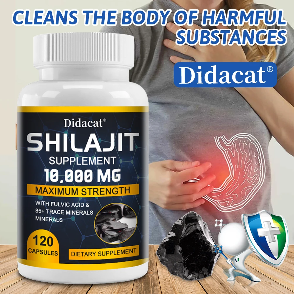 Suplemento Shilajit puro-máxima fuerza con ácido Fulvic Natural y más de 85 minerales traza, suplemento dietético vegano