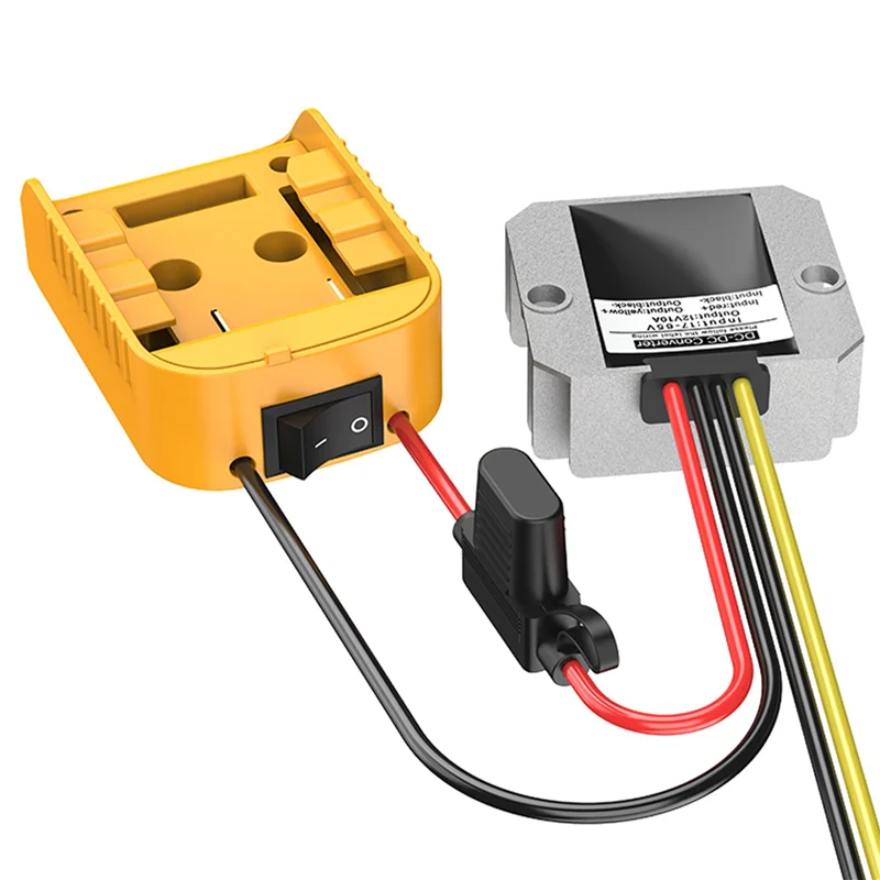 ABBP-2X สําหรับ DCB Series 18 V/20 V แบตเตอรี่ลิเธียมอะแดปเตอร์ + DC-DC Step-Down อุปกรณ์ (12 V,10A,120 W) พร้อมฟิวส์