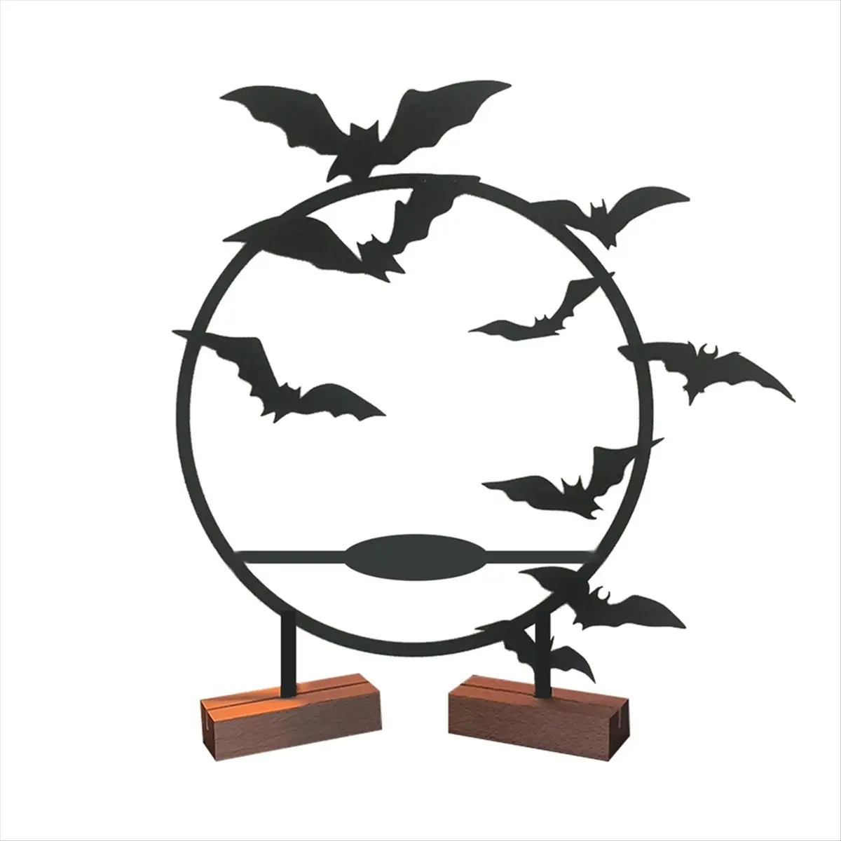 2026 Trend Halloween Candlestick Holder Halloween Statue Candlestick Bat Wall Decor Candle Stand Round Shape Gothic Table Decor