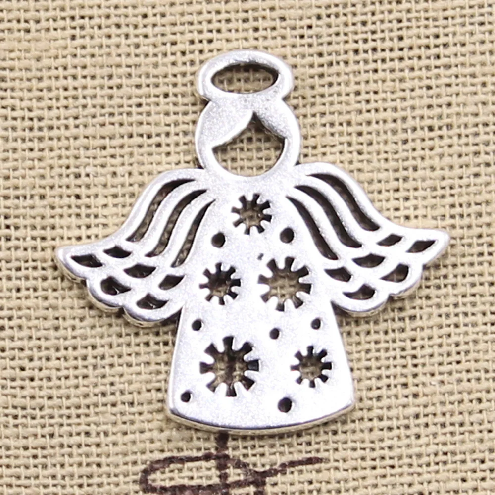 10pcs Charms Heart Snowflake Angel Snow Love 27x28mm Antique Silver Color Pendants DIYCrafts Making Findings Tibetan Jewelry