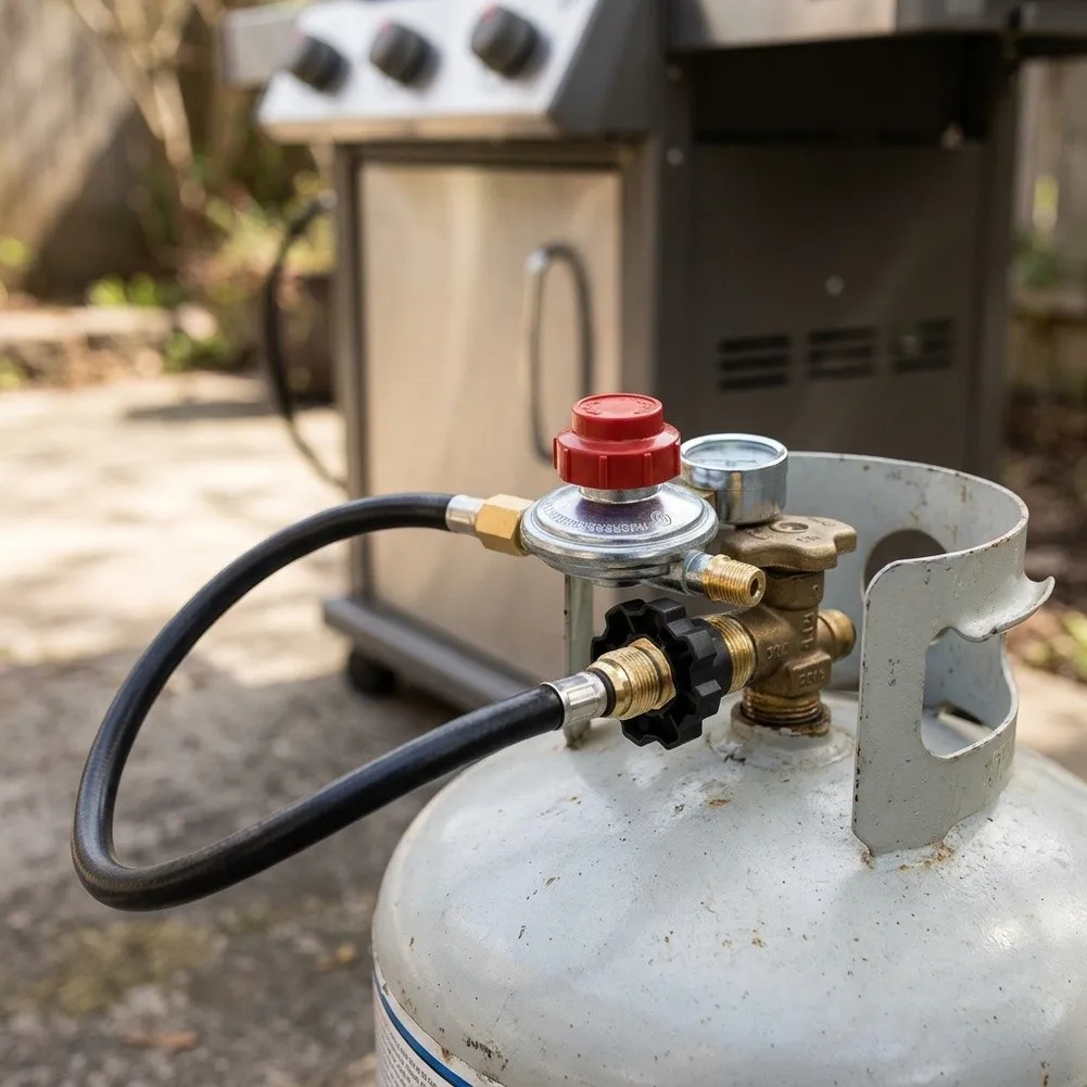 Adjustable 30 PSI Propane Pressure Reducing Valve with For POL Inlet Compatible with Common Propane Tank Valves in North America