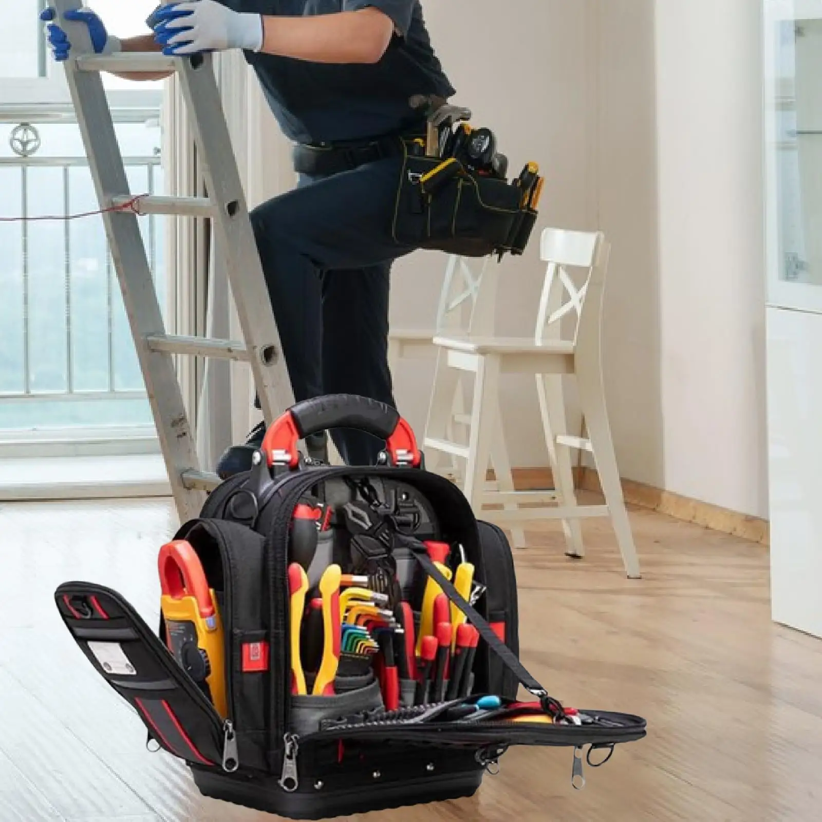 

Tool Bag Oxford Organization Pouch Toolbox Organizer with Pockets with Carry Handle for Wrench Motorcycle Screwdriver Hand Tools