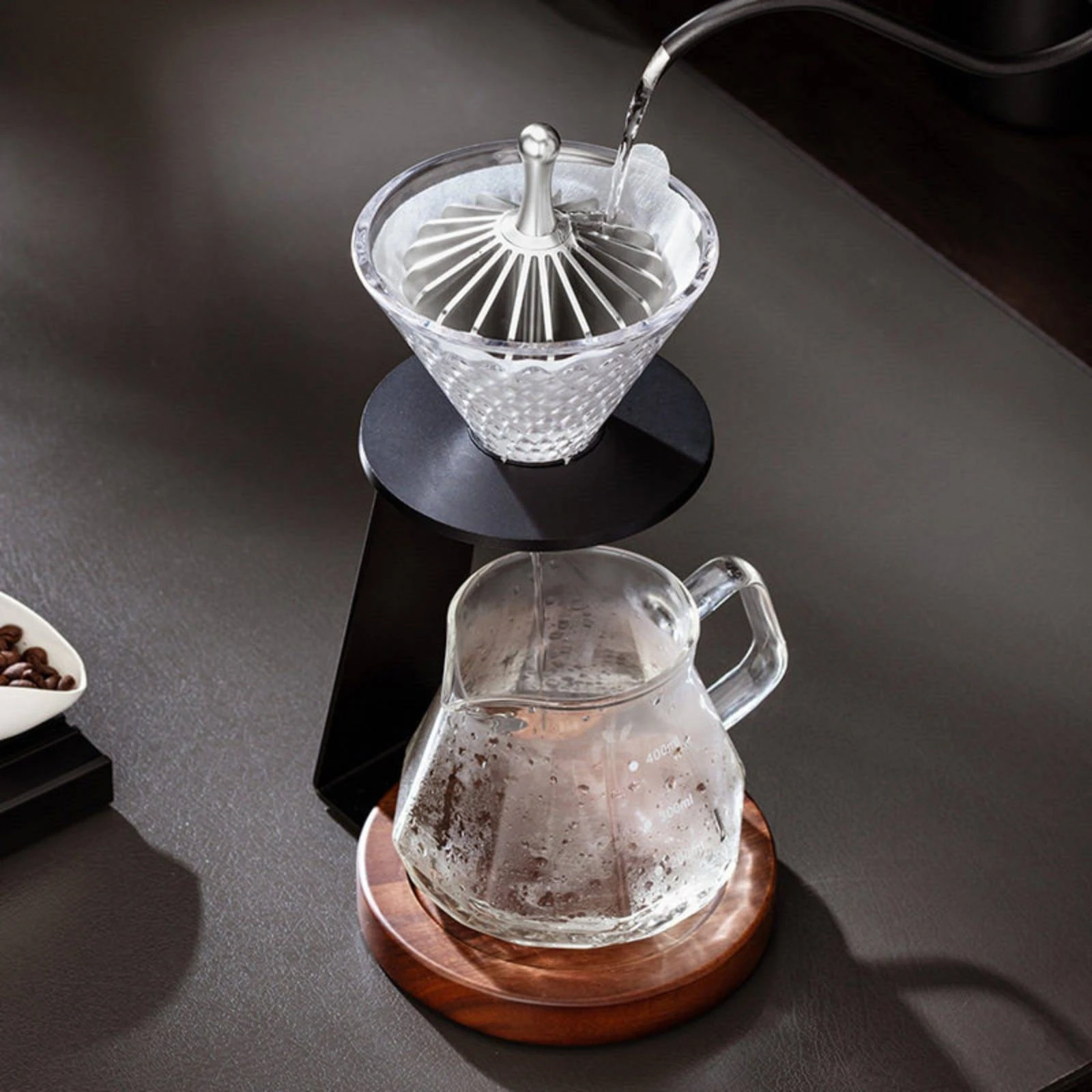 Filter Paper Presser Ribbed Dripper Paper Press Coffee Filter Press Rounded Handle Bypass Reduction