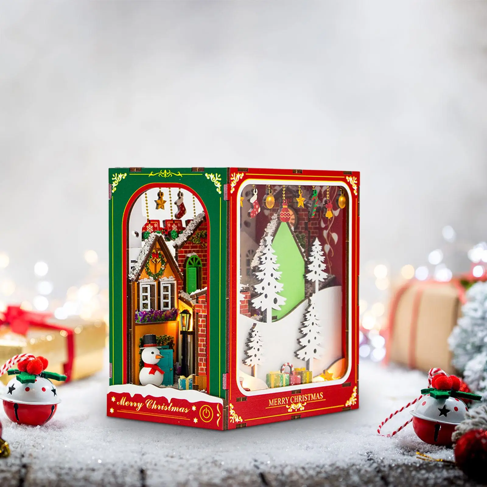 DIY Christmas Book Booknook Kits Artwork Crafts DIY Wooden Miniature Building Kits for Family Kids Friends Adults Birthday Gifts