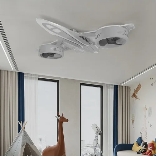 SANDYHA 현대 항공기 천장 팬 어린이 방에 대 한 빛 침실 홈 장식 Ventilador Mando Luminaires Suspendus