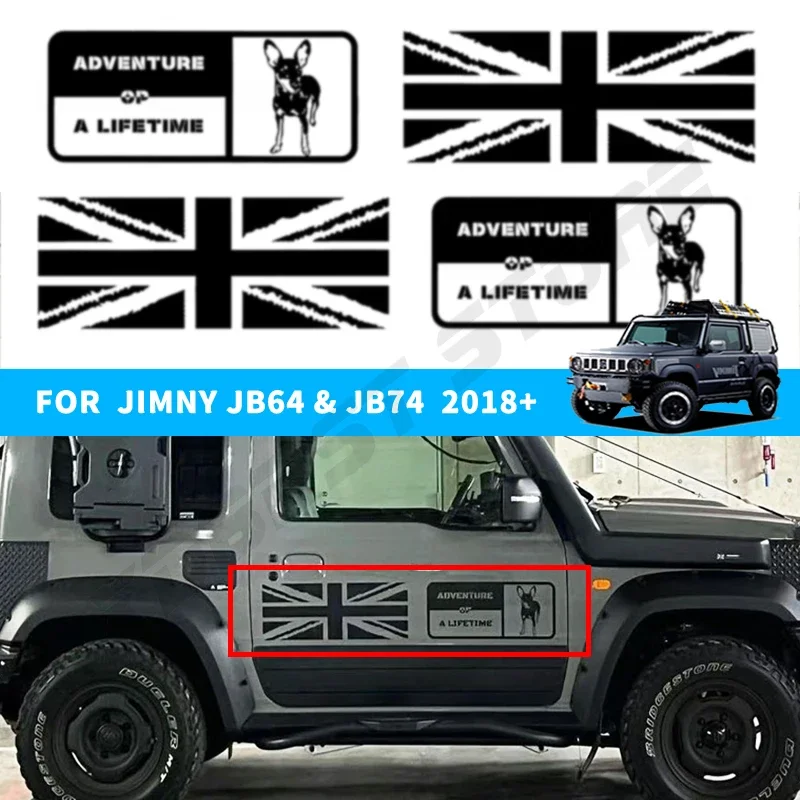 

4PCS/Set Car Door Side Stickers For SUZUKI Jimny Sierra JB64 JB74 Auto Accessories Decals Left&Right Side Stickers Decoration