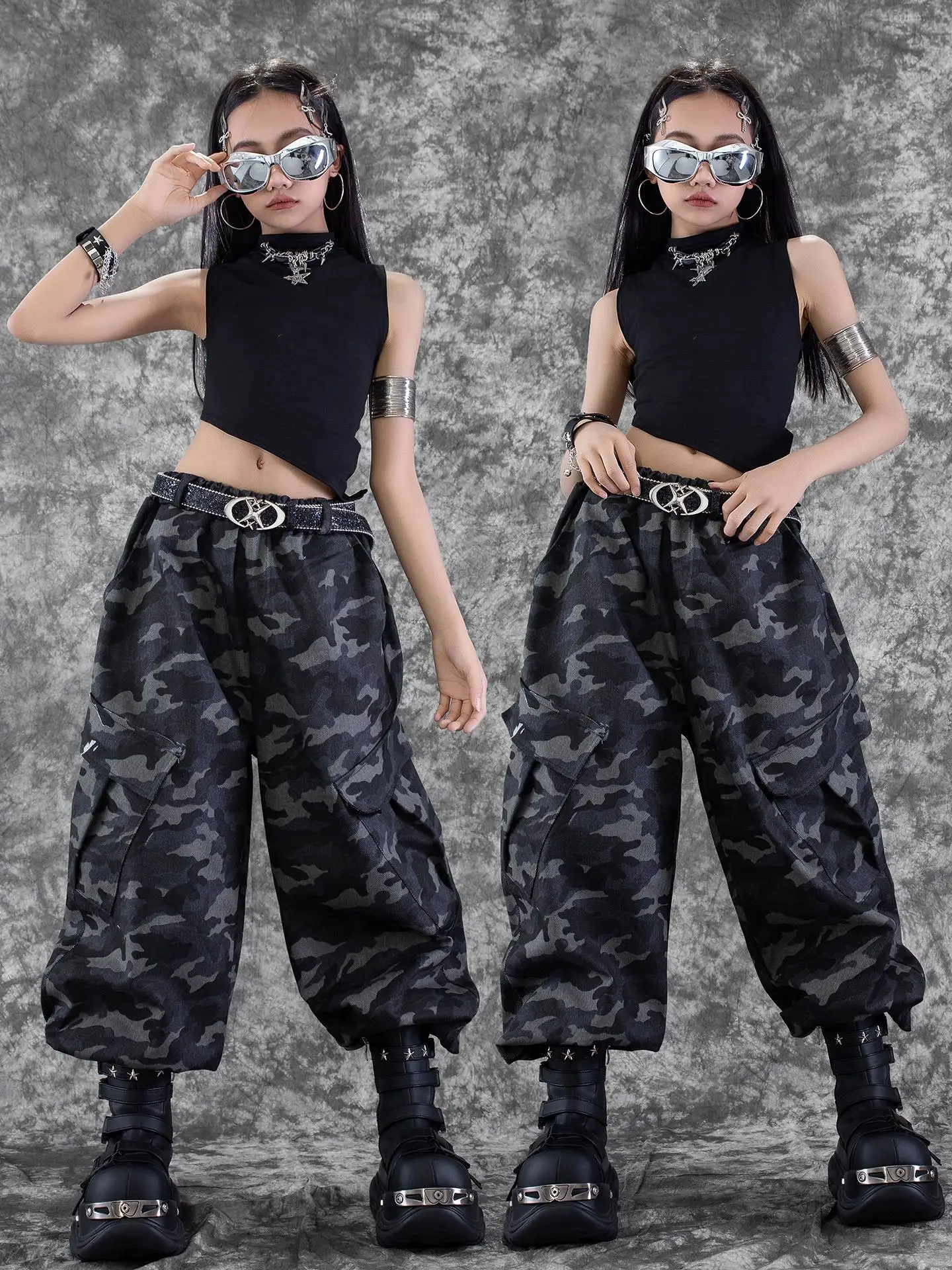 

Новая детская уличная одежда, одежда в стиле хип-хоп, костюм для джазовых танцев для девочек, детская одежда для бальных танцев, сценическая одежда Kpop, DW10905