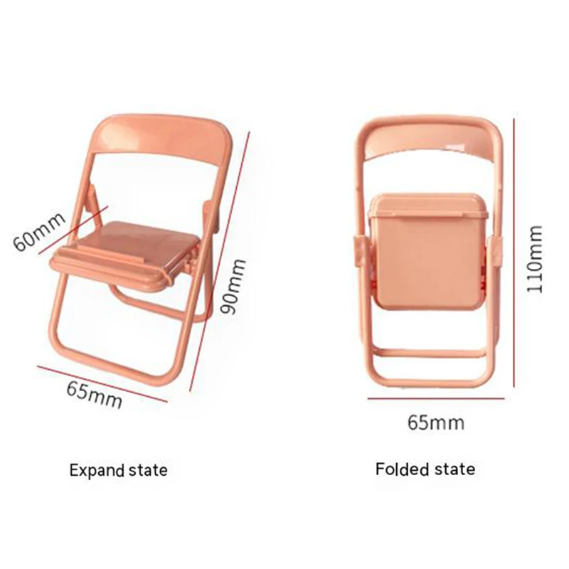 2Pcs Mini Chair Shape Mobile Phone Stand Portable Cute Macaron Color Adjustable Folding Lazy Phone Desktop Holder For Cell Phone