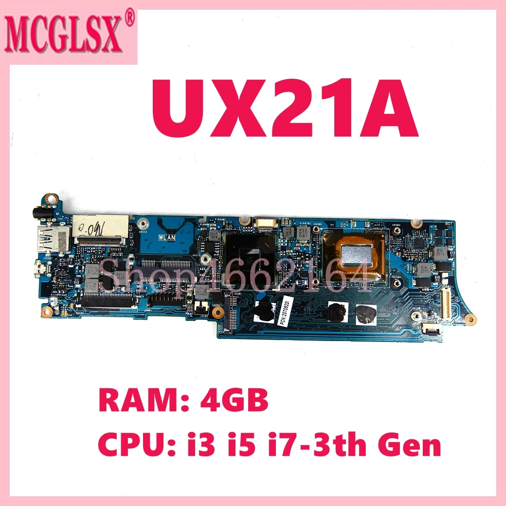 

UX21A With i3 i5 i7-3th Gen CPU 4GB-RAM Notebook Motherboard For ASUS UX21A UX21 Laptop Mainboard 100% Tested OK