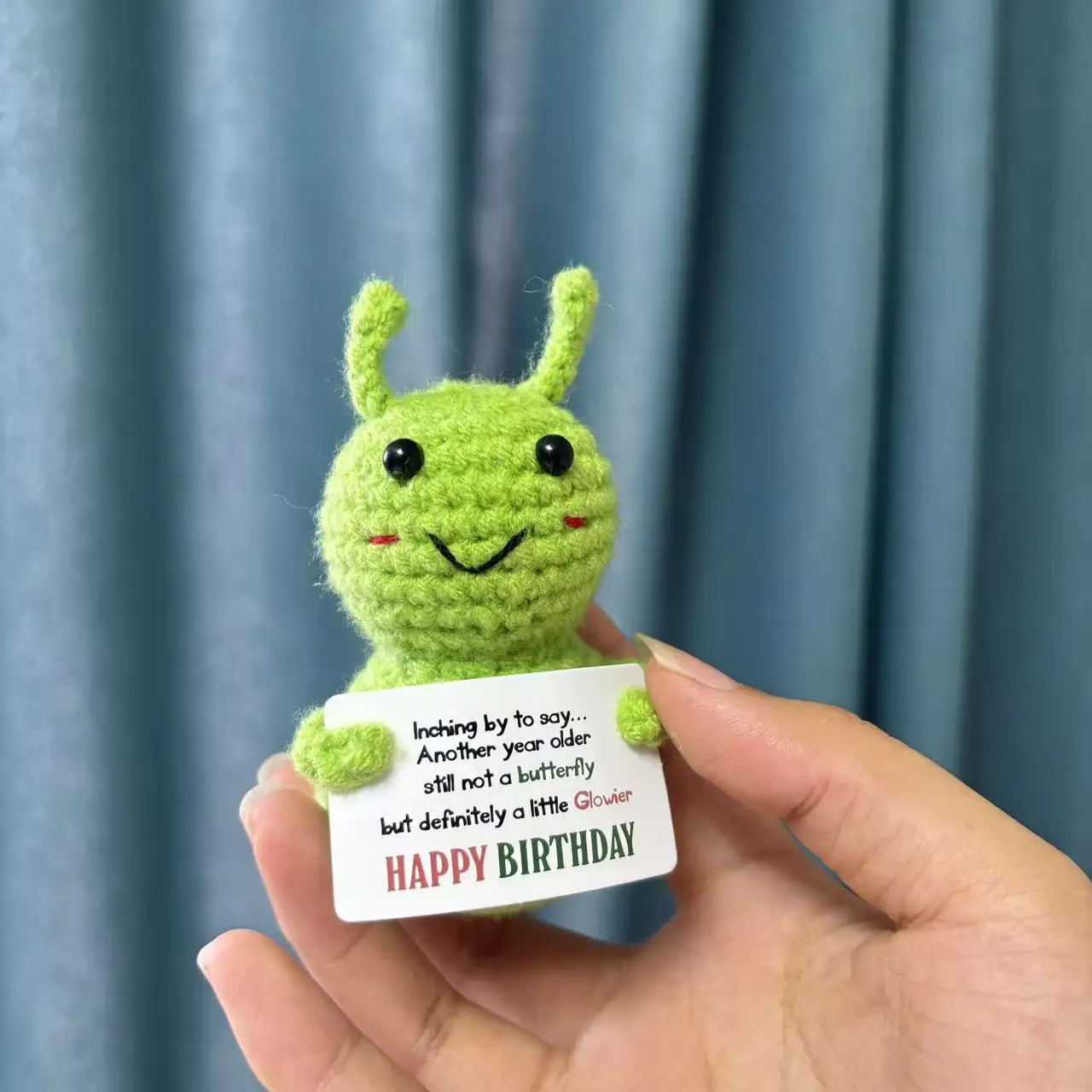 Funny Handmade Knitting Caterpillar Doll Desktop Ornament Christmas Gift Emotional Support Crochet Caterpillar Home Room Decor