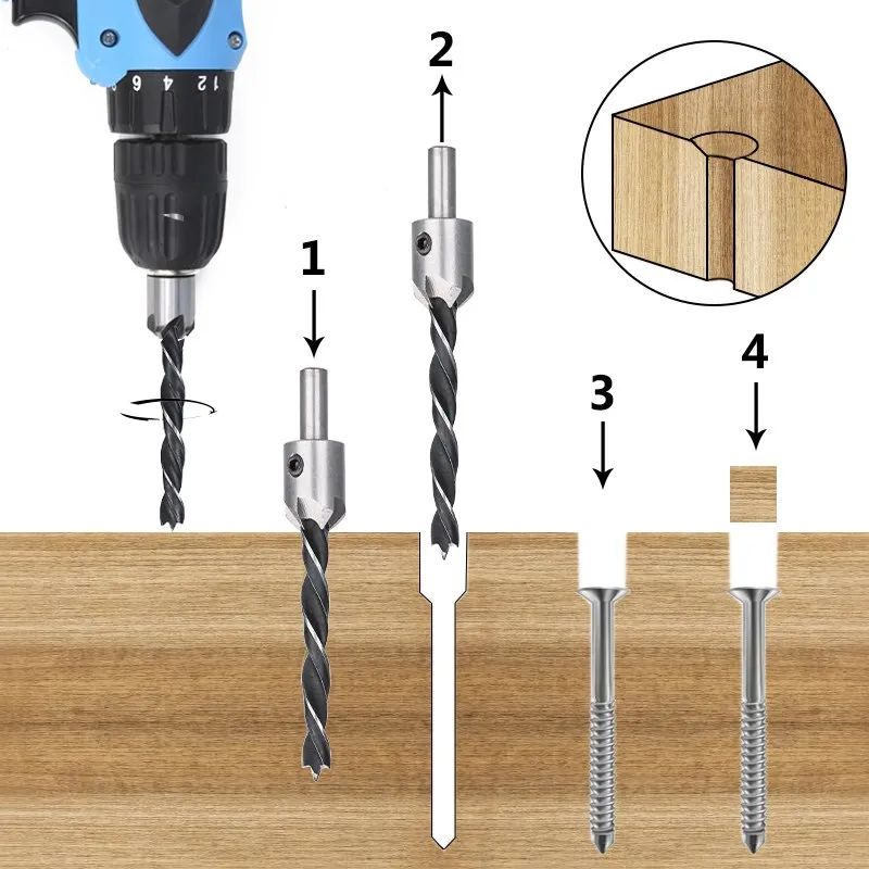Hss Senk bohrer für Holz bearbeitungs werkzeuge mit Sechs kant schraube Loch bohrer Größe 3/4/5/6/7/8/10mm – Detail 10