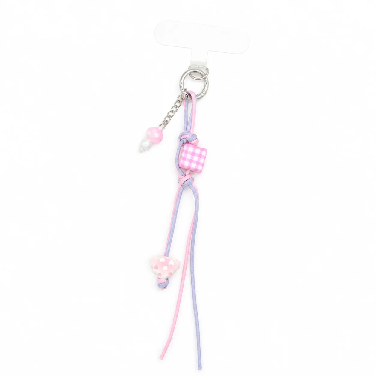 Checkered Bead Key Chain Sweet Beaded Key Chain Phone Lanyard Handcrafted Handcrafted Hanging Accessory For Daily Outing