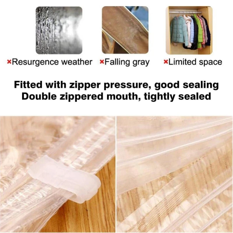 Hanging Vacuum Storage Bags Closet Compressed Bag Space Saving Seal Organizer Travel Vacuum Compressed Bags Household Storage