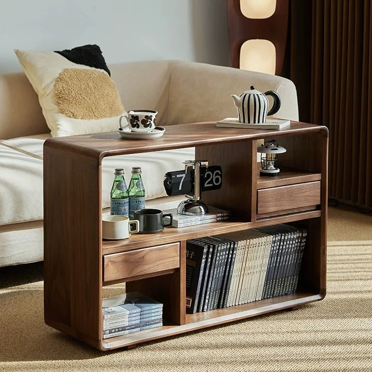 

Peach solid wood small bookshelf storage rack small side few sofa side cabinet rack