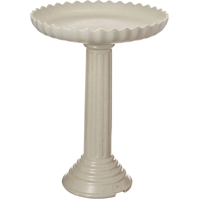 Model HBC-120C Heated Birdbath, All Season Decorative Scalloped Stone with Pedestal, 120-Watt, Gray