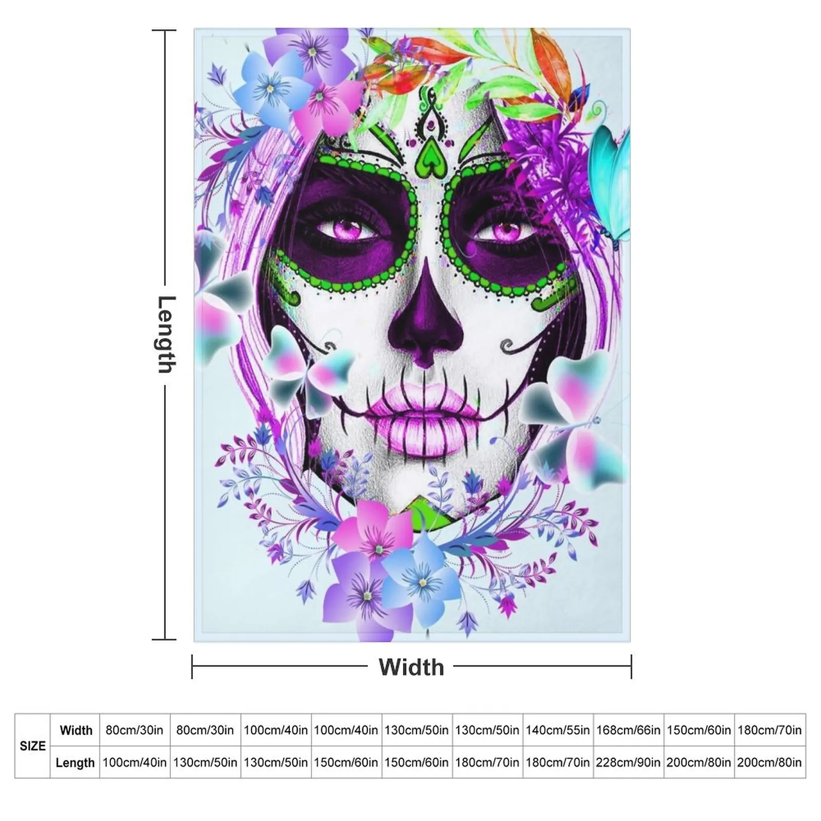Catrina, Mexican Sugar Skull Girl Throw Blanket Picnic for babies Soft Big Decorative Sofas Blankets