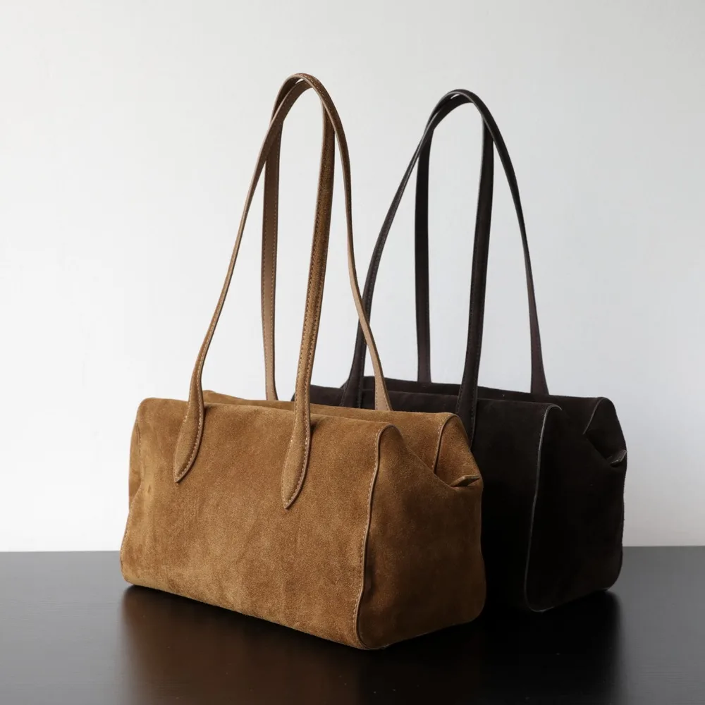 

Casual Commuter Suede Frosted Cowhide Large Capacity Single Shoulder Underarm Bag Long Handle Leather Women's Bag