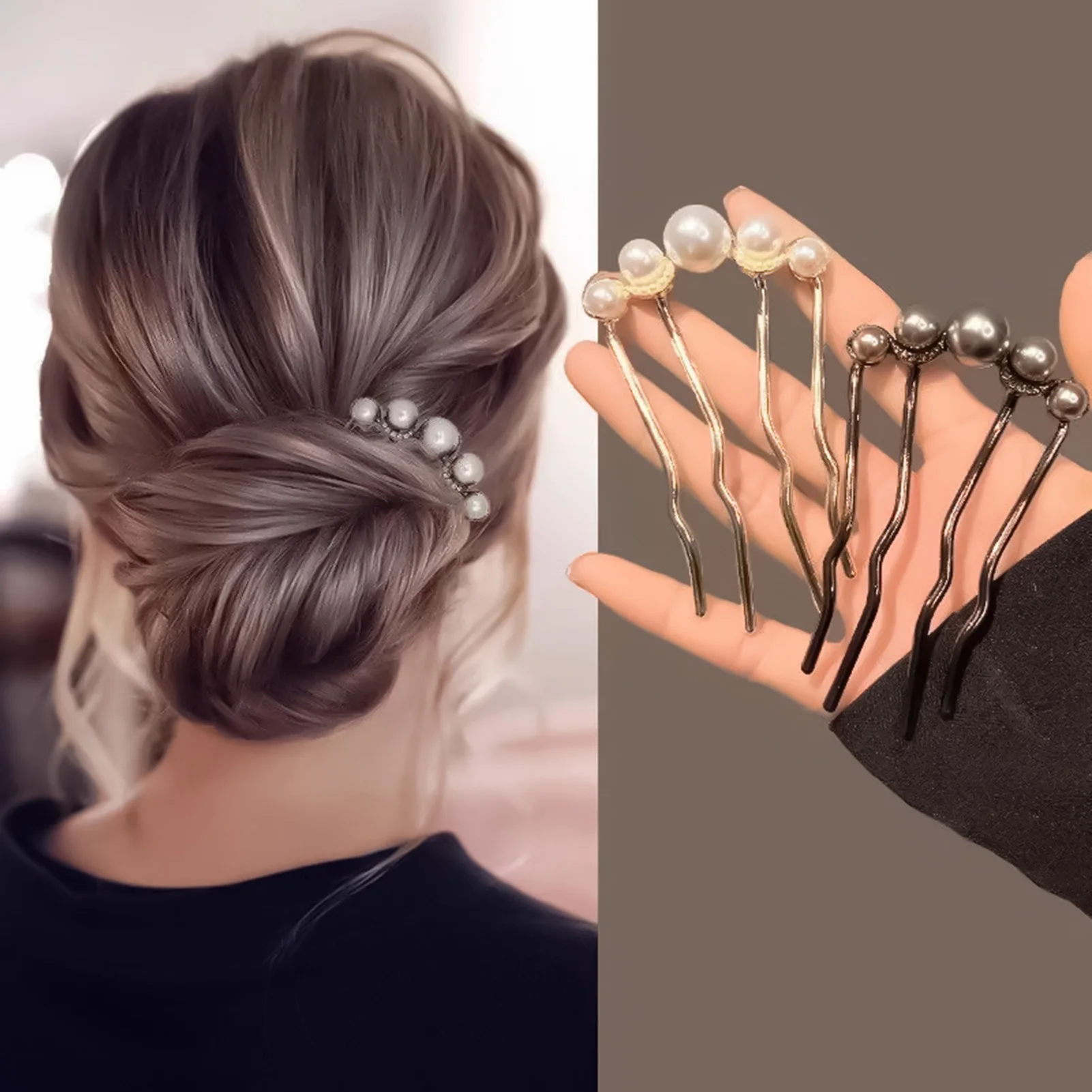 U-förmige Haarnadel für Frauen, trendiger, exquisiter Perlen-Haarstab, eleganter Schmuck, Haarnadel für Mädchen, trendiger Alltags-Haarschmuck