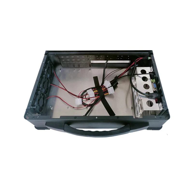 هيكل الخادم الصناعي المتكامل المحمول مقاس 15.6 بوصة، محطة عمل متنقلة، هيكل كمبيوتر محمول متين، شاشة LVDS