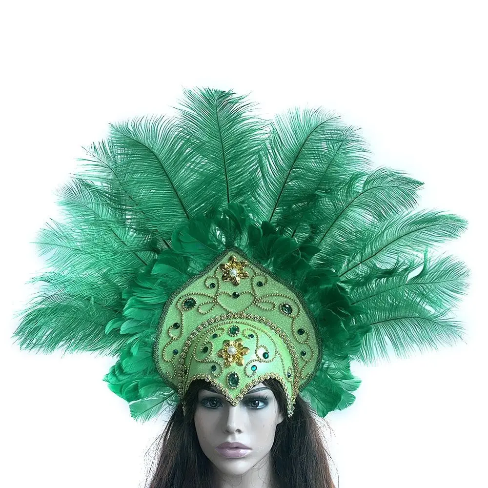 Brazil Carnival Party Feather Headdress Headpiece Crown Headdress Headband for Party Halloween Apparel Accessories