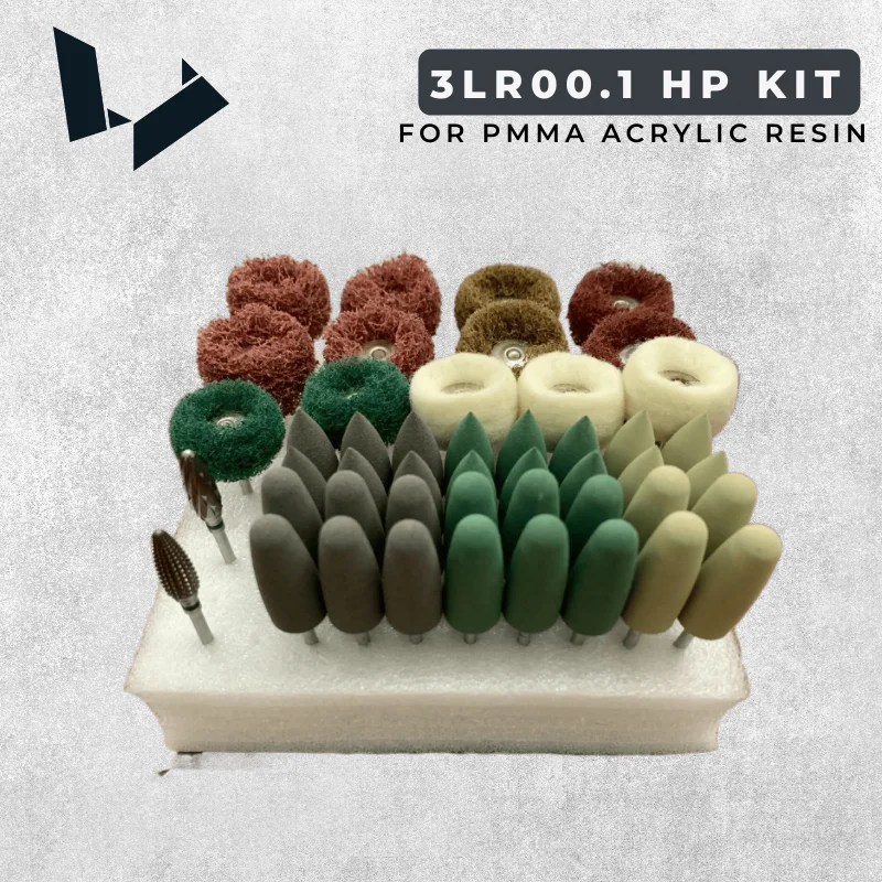 Acrylic Contouring & Finishing Kit HP PMMA Chairside I Laboratory Use Acetal Peek Dentures Adjustment and Polishing Tools