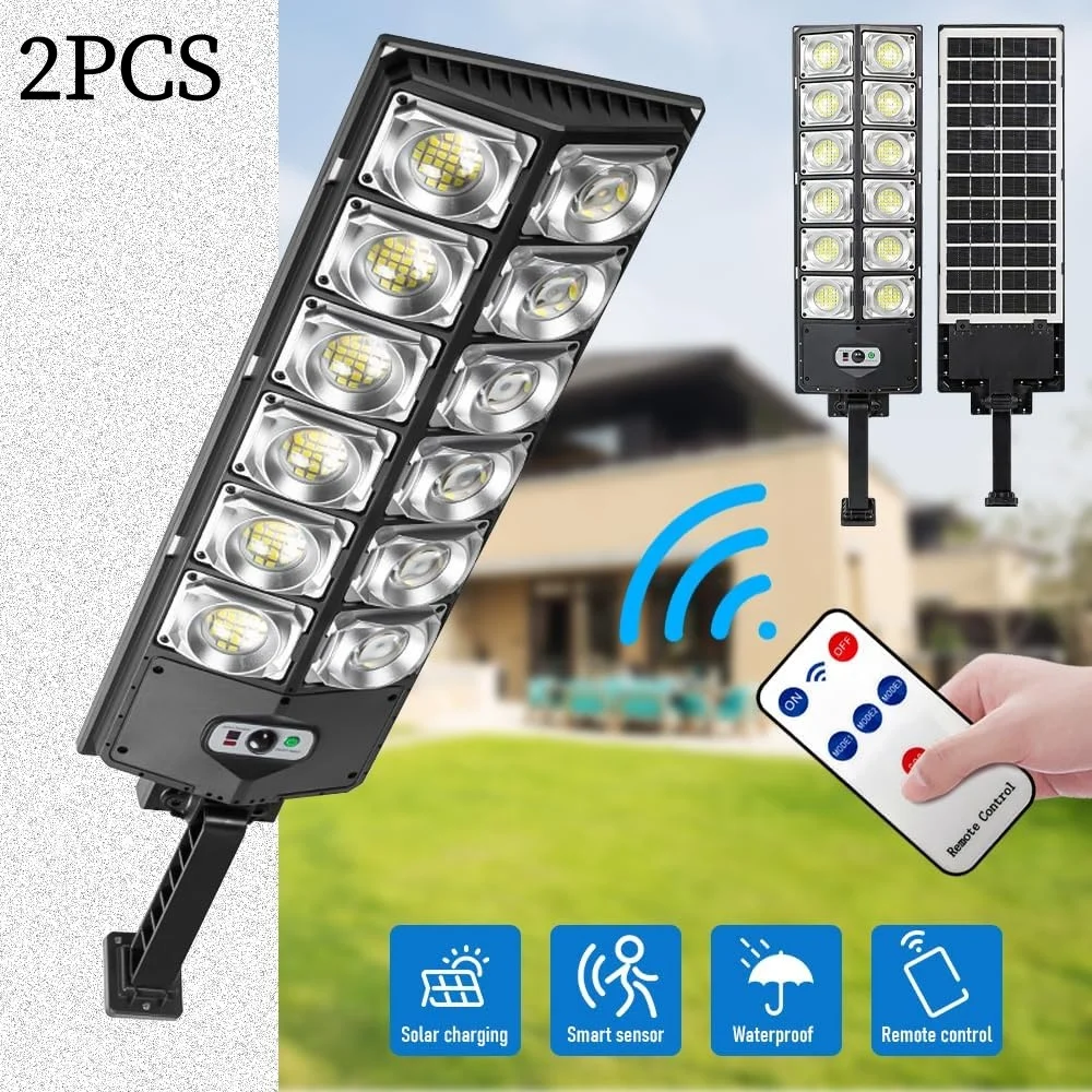 

80000LM 8500K LED Solar Street Light 800W Commercial Oudoor Lights Outdoor Waterproof Hight Brightness LED, Dusk to Dawn Solar Street LightsRoad Area Lamp for Yard, Deck, Garden