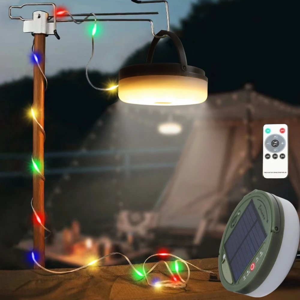 

Solar Camping Lanterns with String Lights Camping Lights USB Rechargeable with Output Function Portable Lamp for Outdoor, Hiking