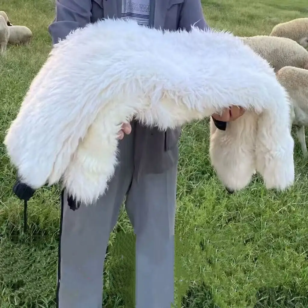 Winter Thicken Pure Wool Trousers Men High Waist Casual Thermal Long Pants Middle-aged Elderly Dad Sheepskin Plush Trouser Male