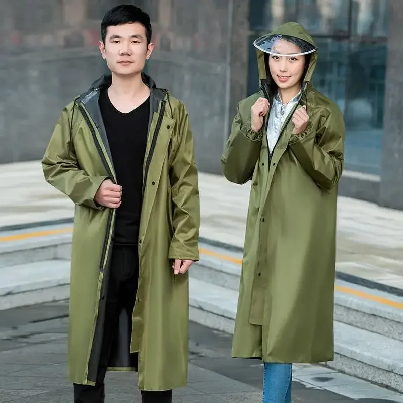 DurableTwill Canvas Raincoat Security Labor Protection Long Raincoat Thickened One Piece Hiking Oxford Cloth Men's And Women's R