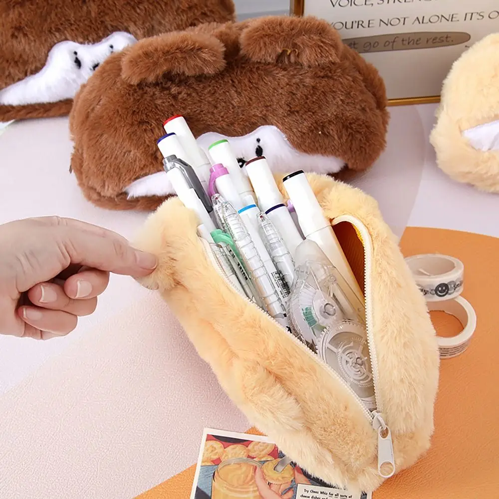 Corgi Squirrel Pen Bag Plush Large Capacity Pencil Case INS Style Stationery Organizer Pencil Box for Student Gift