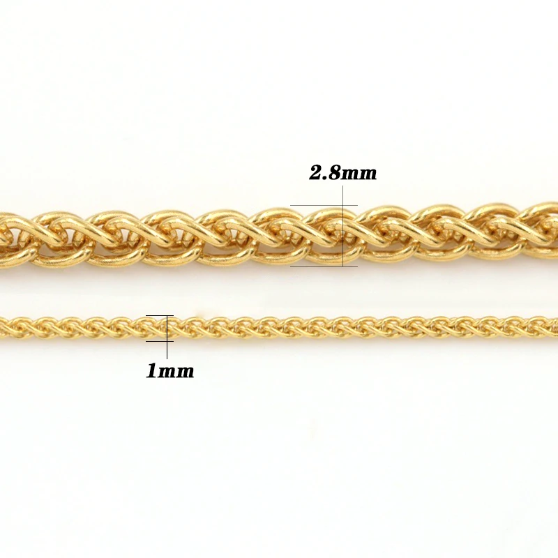 14K Gold Filled Chopin Wheat Chain for Jewelry Making Unfinished Necklace Footage 1 Meter 100CM