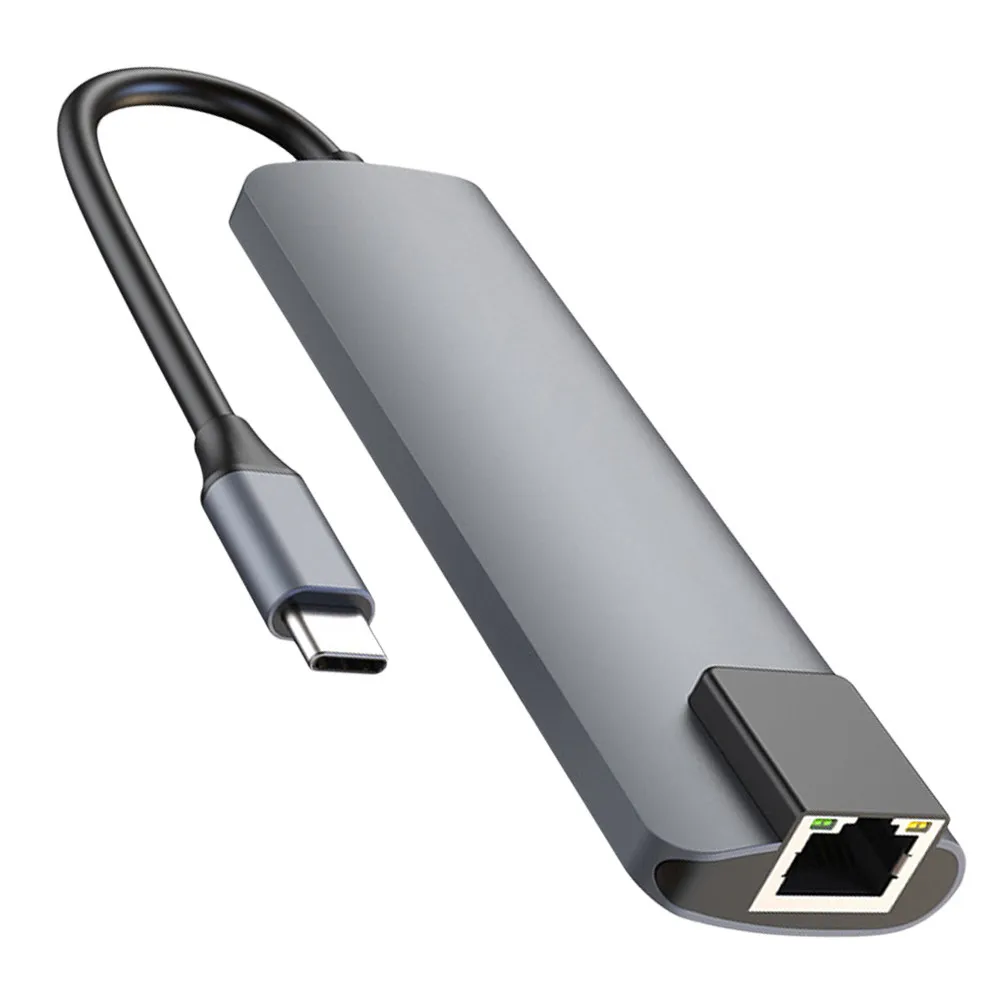 

5-in-1 USB-C Hub Type-C Docking Station with Power Delivery Ethernet Optional Multiport Adapter for Laptop