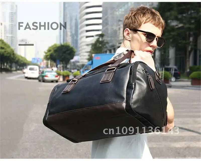 

Men's PU Leather Travel Bag Sports Bags Duffel Gym Luggage Tote travel bag Trip for Bag Handbags Fitness Shoulder Male Carry Men