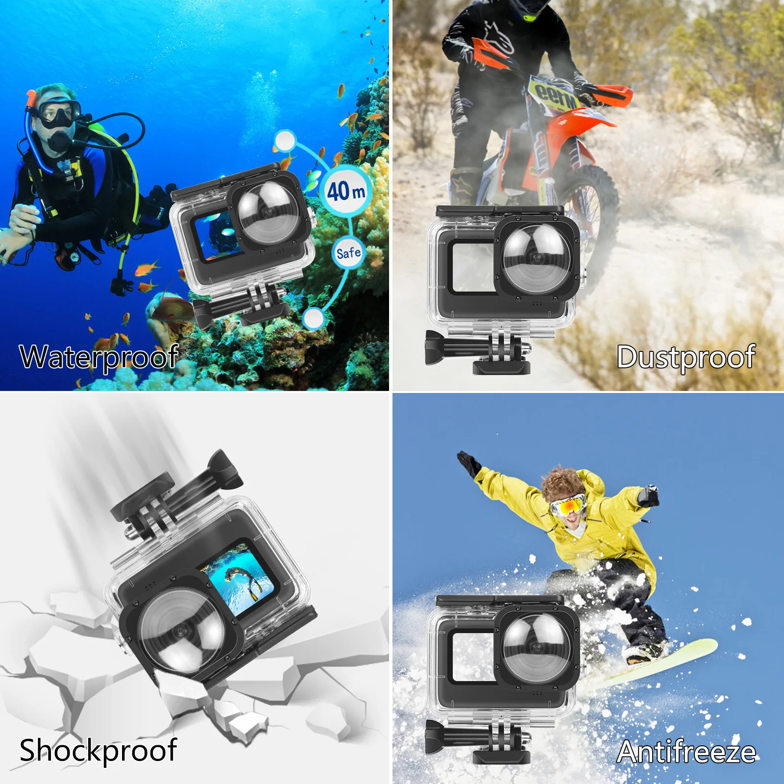 Go Pro 13 40M Waterproof Case Protective Housing Shell Buckle Mount For Gopro Hero 12 9 Black Max Lens Mod Camera Accessories