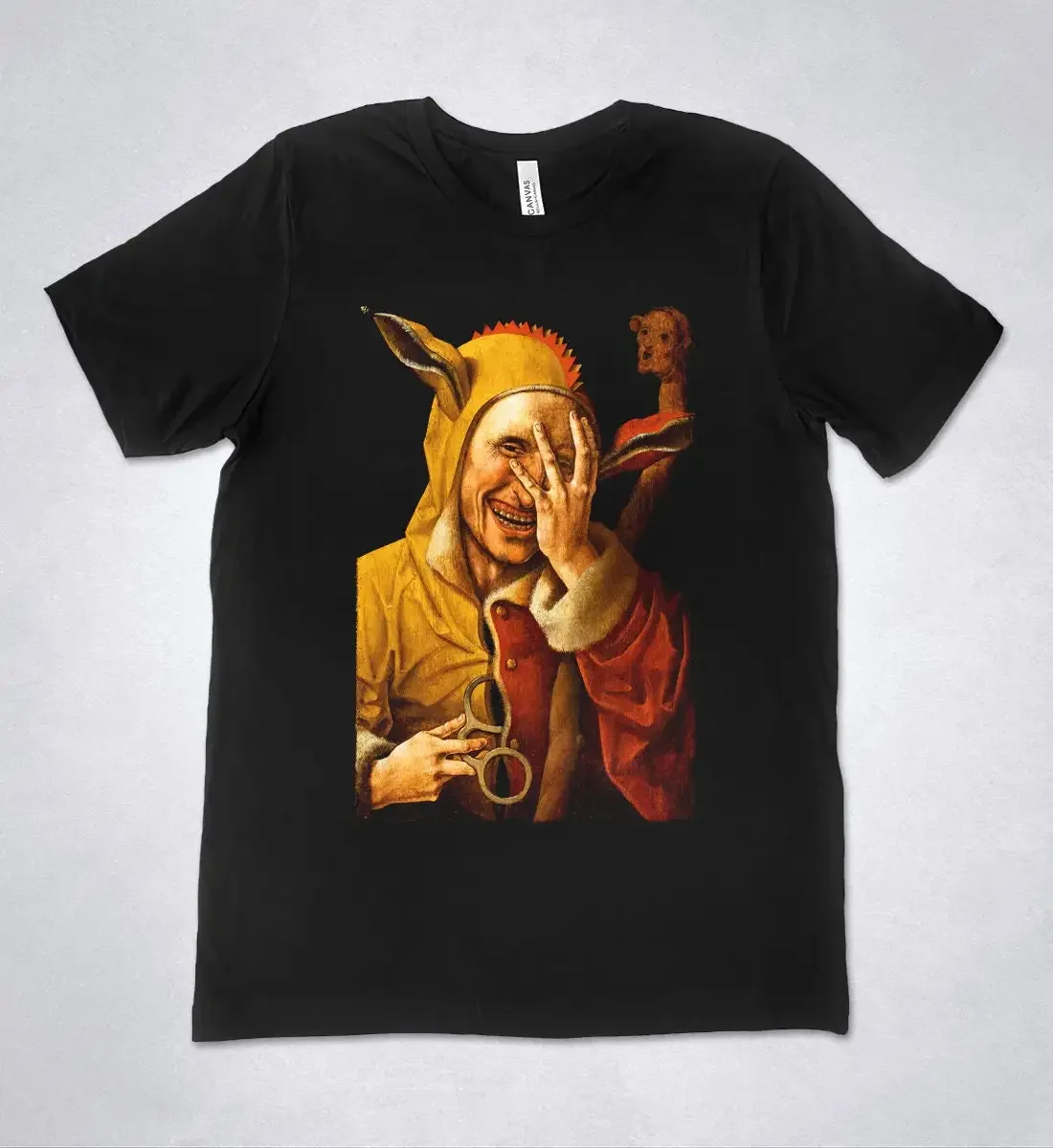 

The Laughing Fool T Shirt by Jacob Cornelisz van Oostsanen Jester Oil painting