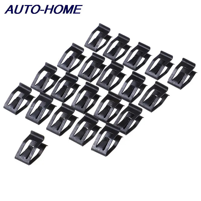 New 20Pcs Universal Car Front Console Dash Dashboard Auto Trim Metal Retainer Black Rivet Fastener Clips