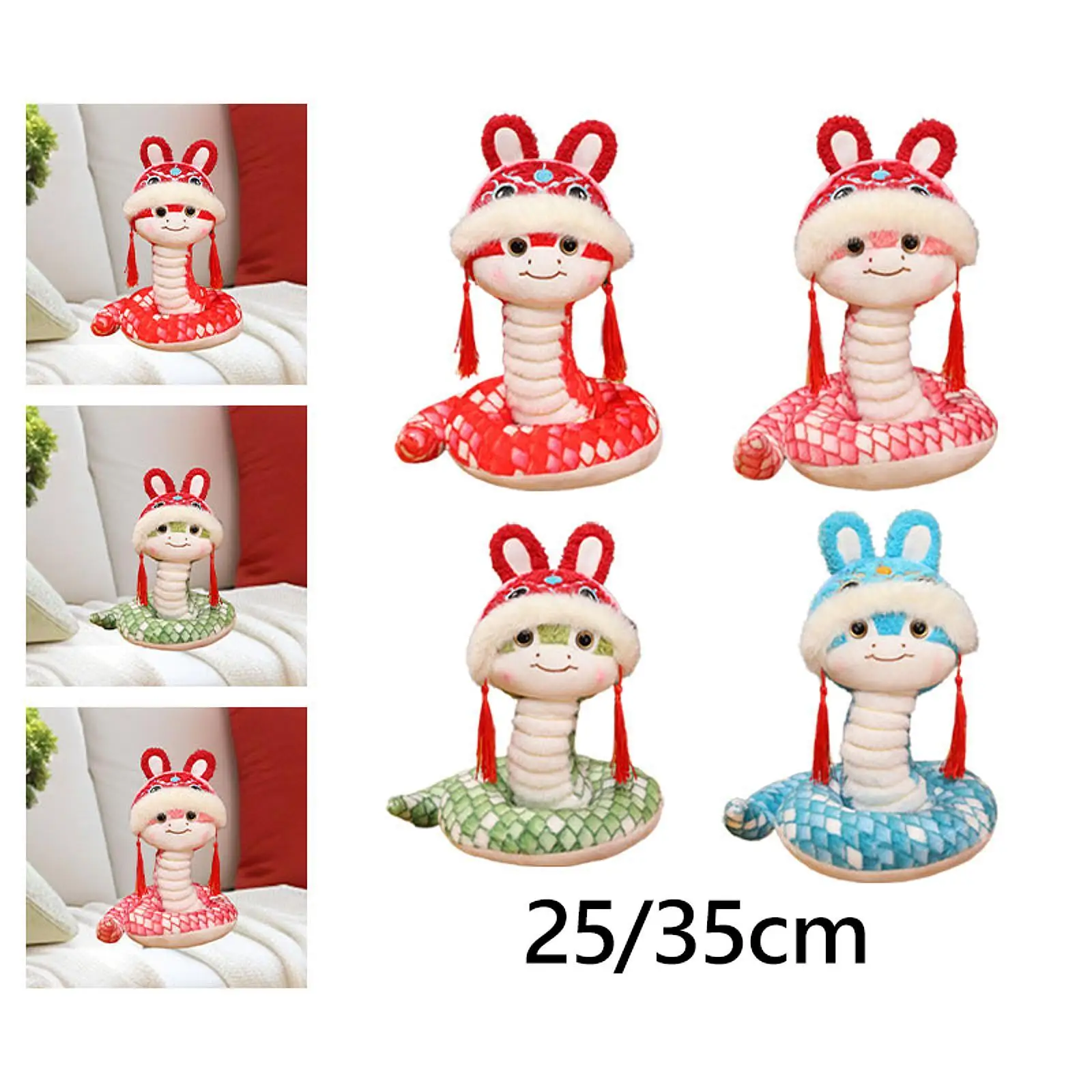 

Китайский Новый год 2025, плюшевая игрушка-змея, коллекция чучел животных, праздничная фигурка змеи для кабинета, детской гостиной, дома, общежития