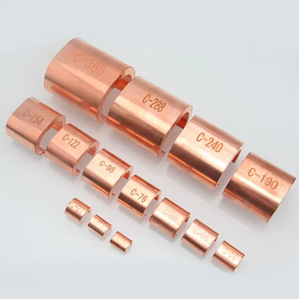 C Type Copper Wire Clip Parallel Cable Clamping Buckle Wire Connector Copper C-shaped Clamp Branch Connection Terminal Clamp