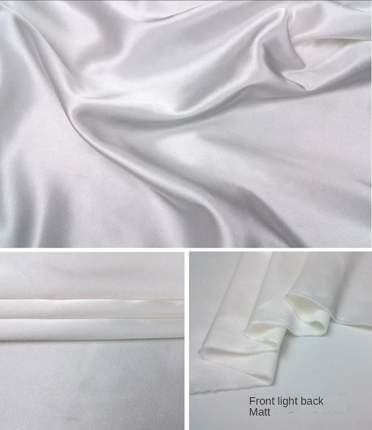 High Density Micro Stretch Satin Fabric By The Meter for Shirts Clothes pajamas Dress Sewing Smooth Soft Cloth Plain Blue White