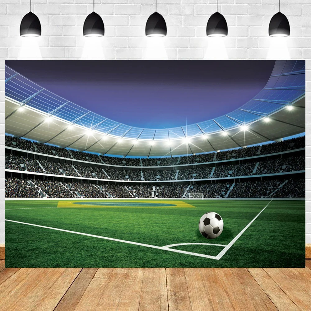 Boys Football Field Theme Art Blue-Green Birthday Party Baby Shower Photography Vinyl Background Children Room Decor Supplies