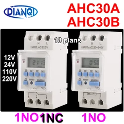 AHC30A New Type 40A Din Rail 2 wire Weekly 7 Days Programmable Digital TIME SWITCH Relay Timer Control AC 12V 24V 110V 220-240V