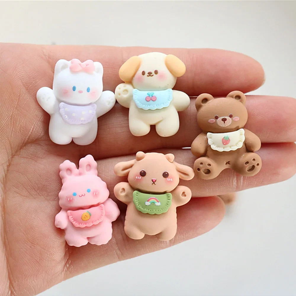 Cabujones de resina con parte posterior plana para horquilla, accesorios de decoración para manualidades, DIY, DIY, serie de animales, bufanda Kawaii, álbum de recortes, 10 piezas