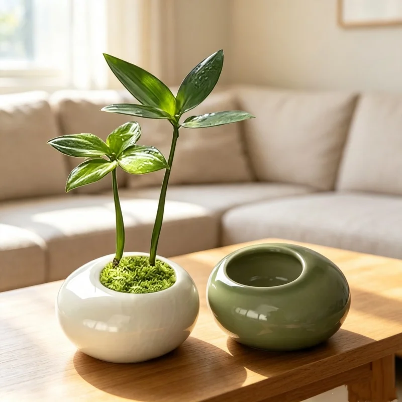 Coarse Pottery Bonsai Vase Green Plant Pot Hydroponics Vase Asparagus Fern Succulent Plant Basin