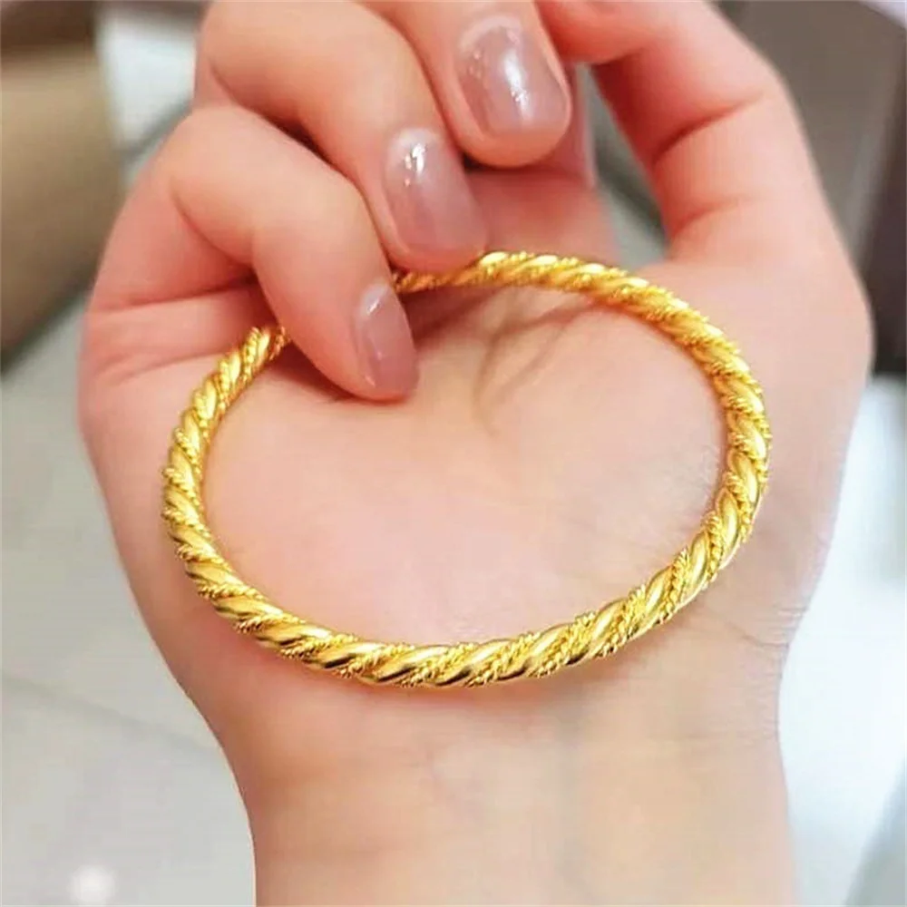 Stainless Steel 5mm Twisted Cuff Bangle Bracelets for Women Wristband Pulsera Wedding Jewelry Accessories Gifts