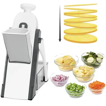 Manual Vegetable Cutter 5 in 1 Food Chopper Fruit Potato Slicer French Fries Shredders Maker Peeler Kitchen Accessories Tool